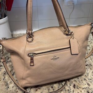 Coach Pebbled Leather Satchel Crossbody Blush Nude Pink Shoulder Bag